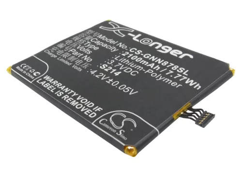 GIONEE S214 helyettesítő mobiltelefon akkumulátor (Li-Polymer, 3.7V, 2100mAh / 7.77Wh) - Utángyártott