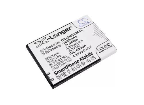 GIONEE BL-G030A helyettesítő mobiltelefon akkumulátor (Li-ion, 3.8V, 3000mAh / 11.40Wh) - Utángyártott