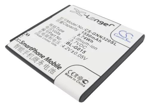 GIONEE BL-G015 helyettesítő mobiltelefon akkumulátor (Li-ion, 3.7V, 1550mAh / 5.74Wh) - Utángyártott