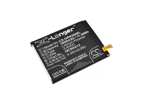 Green Orange QCSHA12 helyettesítő mobiltelefon akkumulátor (Li-Polymer, 3.8V, 3000mAh / 11.40Wh) - Utángyártott
