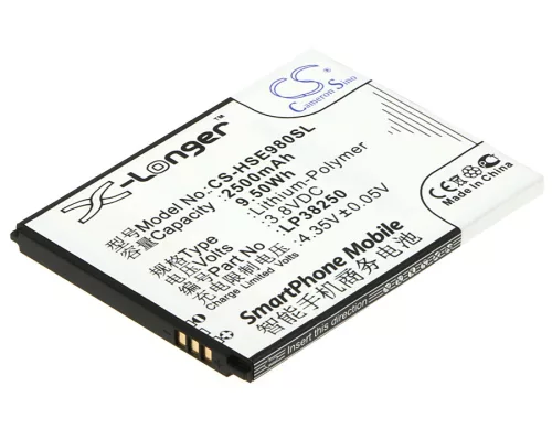 Hisense LP38250 helyettesítő mobiltelefon akkumulátor (Li-Polymer, 3.8V, 2500mAh / 9.50Wh) - Utángyártott
