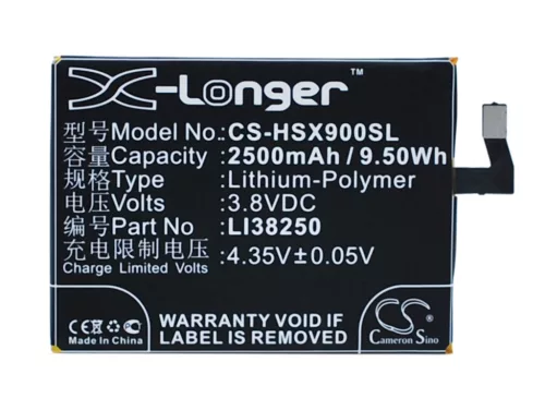 Hisense LI38250 helyettesítő mobiltelefon akkumulátor (Li-Polymer, 3.8V, 2500mAh / 9.50Wh) - Utángyártott