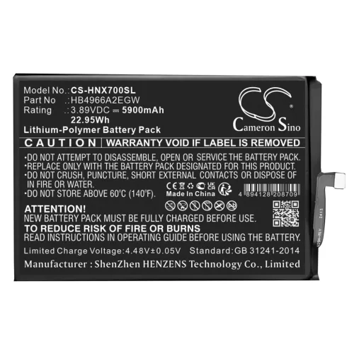 Honor HB4966A2EGW helyettesítő mobiltelefon akkumulátor (Li-Polymer, 3.89V, 5900mAh / 22.95Wh) - Utángyártott