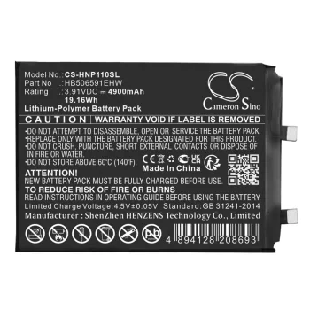   Honor HB506591EHW helyettesítő mobiltelefon akkumulátor (Li-Polymer, 3.91V, 4900mAh / 19.16Wh) - Utángyártott