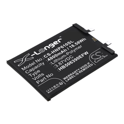 Honor HB506390EFW helyettesítő mobiltelefon akkumulátor (Li-Polymer, 3.87V, 4800mAh / 18.58Wh) - Utángyártott