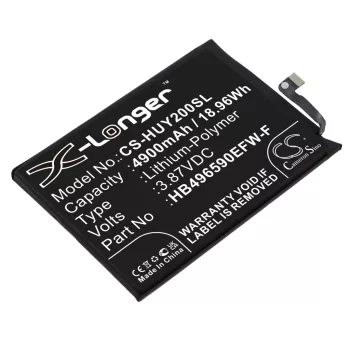   Huawei HB496590EFW-F helyettesítő mobiltelefon akkumulátor (Li-Polymer, 3.87V, 4900mAh / 18.96Wh) - Utángyártott