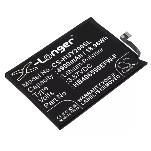 Huawei HB496590EFW-F helyettesítő mobiltelefon akkumulátor (Li-Polymer, 3.87V, 4900mAh / 18.96Wh) - Utángyártott