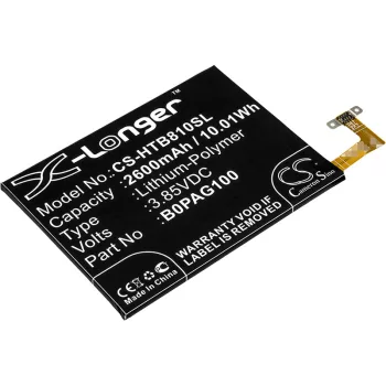   HTC BOPAG100 helyettesítő mobiltelefon akkumulátor (Li-Polymer, 3.85V, 2600mAh / 10.01Wh) - Utángyártott