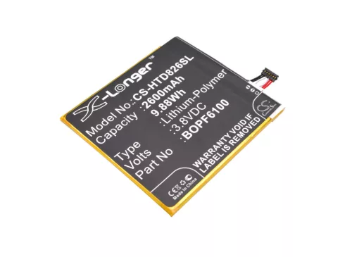 HTC BOPF6100 helyettesítő mobiltelefon akkumulátor (Li-Polymer, 3.8V, 2600mAh / 9.88Wh) - Utángyártott