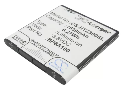 HTC BP6A100 helyettesítő mobiltelefon akkumulátor (Li-ion, 3.8V, 1650mAh / 6.27Wh) - Utángyártott