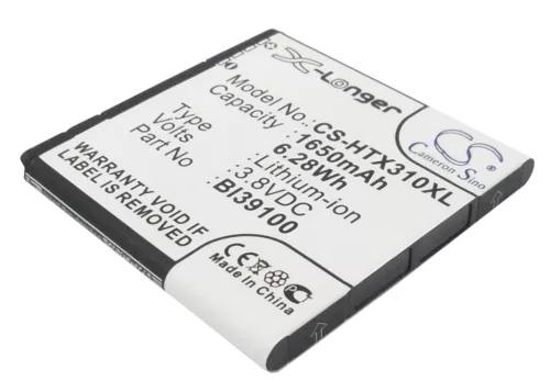HTC BI39100 helyettesítő mobiltelefon akkumulátor (Li-ion, 3.8V, 1650mAh / 6.28Wh) - Utángyártott