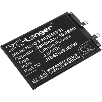   Huawei HB426493EFW helyettesítő mobiltelefon akkumulátor (Li-Polymer, 3.87V, 3900mAh / 15.09Wh) - Utángyártott