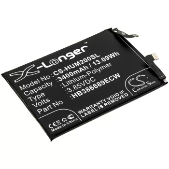   Huawei HB386689ECW helyettesítő mobiltelefon akkumulátor (Li-Polymer, 3.85V, 3400mAh / 13.09Wh) - Utángyártott