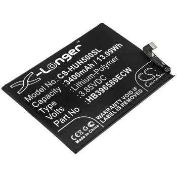   Huawei HB396589ECW helyettesítő mobiltelefon akkumulátor (Li-Polymer, 3.85V, 3400mAh / 13.09Wh) - Utángyártott