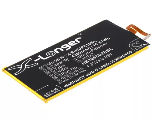 Huawei HB3665D2EBC helyettesítő mobiltelefon akkumulátor (Li-Polymer, 3.8V, 4360mAh / 16.57Wh) - Utángyártott
