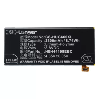   Huawei HB444199EBC helyettesítő mobiltelefon akkumulátor (Li-Polymer, 3.8V, 2300mAh / 8.74Wh) - Utángyártott
