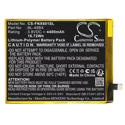 Infinix BL-45BX helyettesítő mobiltelefon akkumulátor (Li-Polymer, 3.8V, 4400mAh / 16.72Wh) - Utángyártott