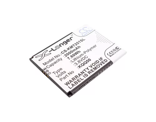 KAZAM KQQ50-XJFBF001172S helyettesítő mobiltelefon akkumulátor (Li-Polymer, 3.8V, 2000mAh / 7.60Wh) - Utángyártott