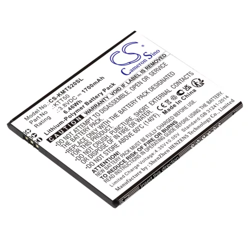 KAZAM KTT50-GHABD002643 helyettesítő mobiltelefon akkumulátor (Li-Polymer, 3.8V, 1700mAh / 6.46Wh) - Utángyártott