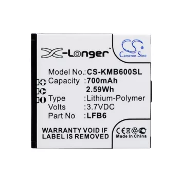   KAZAM LFB6-VKVBG013292 helyettesítő mobiltelefon akkumulátor (Li-ion, 3.7V, 700mAh / 2.59Wh) - Utángyártott