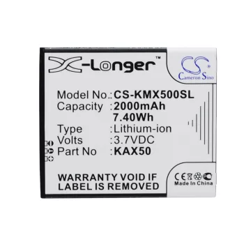   KAZAM KAX50-XJFAL009330 helyettesítő mobiltelefon akkumulátor (Li-ion, 3.7V, 2000mAh / 7.40Wh) - Utángyártott