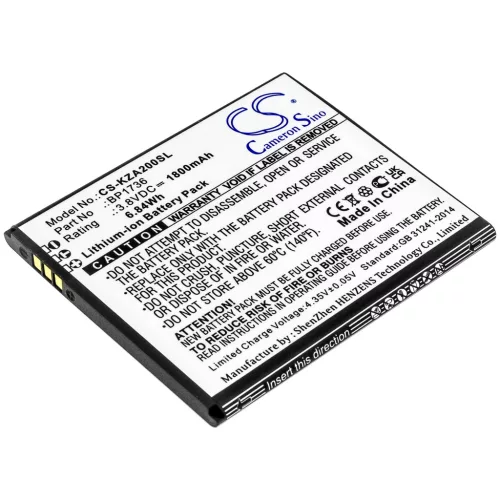 Kazuna BP1736 helyettesítő mobiltelefon akkumulátor (Li-ion, 3.8V, 1800mAh / 6.84Wh) - Utángyártott