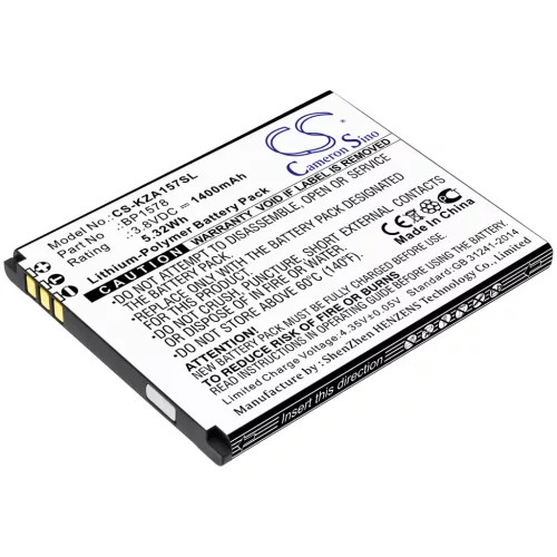 Kazuna BP1578 helyettesítő mobiltelefon akkumulátor (Li-Polymer, 3.8V, 1400mAh / 5.32Wh) - Utángyártott