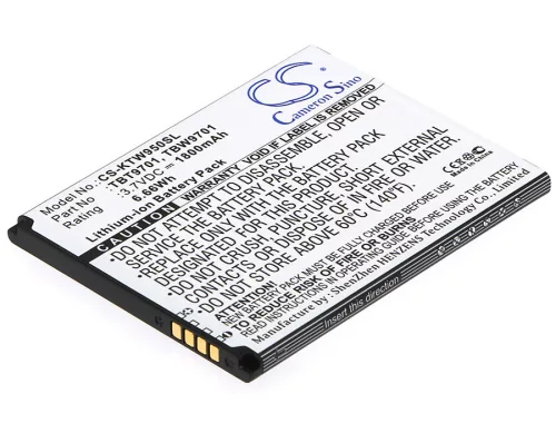 K-Touch TBW9701 helyettesítő mobiltelefon akkumulátor (Li-ion, 3.7V, 1800mAh / 6.66Wh) - Utángyártott