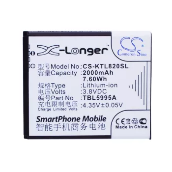   K-Touch TBL5995A helyettesítő mobiltelefon akkumulátor (Li-ion, 3.8V, 2000mAh / 7.60Wh) - Utángyártott