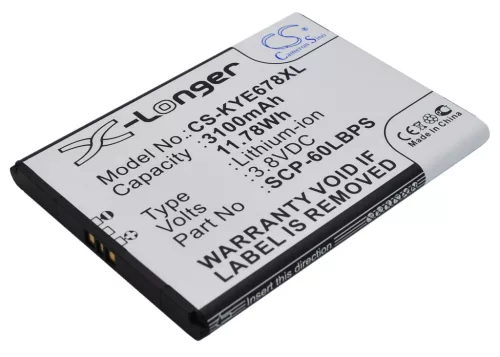 Kyocera SCP-60LBPS helyettesítő mobiltelefon akkumulátor (Li-ion, 3.8V, 3100mAh / 11.78Wh) - Utángyártott
