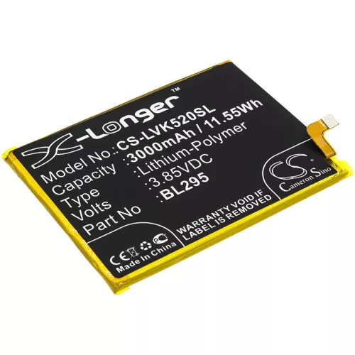 Lenovo BL295 helyettesítő mobiltelefon akkumulátor (Li-Polymer, 3.85V, 3000mAh / 11.55Wh) - Utángyártott