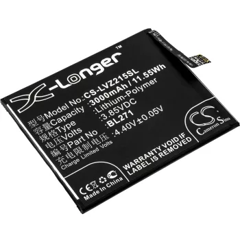   Lenovo BL271 helyettesítő mobiltelefon akkumulátor (Li-Polymer, 3.85V, 3000mAh / 11.55Wh) - Utángyártott