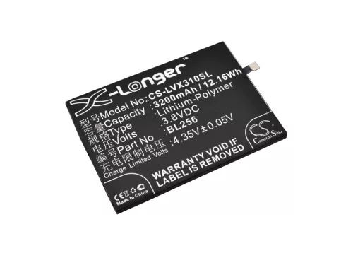 Lenovo BL256 helyettesítő mobiltelefon akkumulátor (Li-Polymer, 3.8V, 3200mAh / 12.16Wh) - Utángyártott