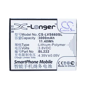  Lenovo BL222 helyettesítő mobiltelefon akkumulátor (Li-Polymer, 3.8V, 3000mAh / 11.40Wh) - Utángyártott