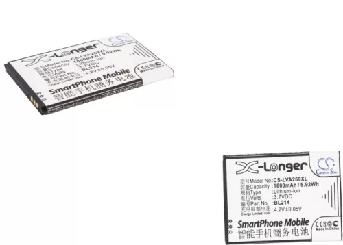 Lenovo BL203, BL214 helyettesítő mobiltelefon akkumulátor (Li-ion, 3.7V, 1600mAh / 5.92Wh) - Utángyártott