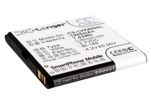 Lenovo BL189 helyettesítő mobiltelefon akkumulátor (Li-ion, 3.7V, 1900mAh / 7.03Wh) - Utángyártott