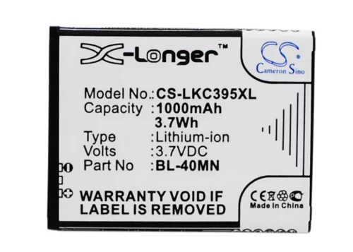 LG EAC61700902 helyettesítő mobiltelefon akkumulátor (Li-ion, 3.7V, 1000mAh / 3.70Wh) - Utángyártott