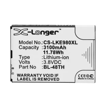   LG EAC62058511 LLL helyettesítő mobiltelefon akkumulátor (Li-ion, 3.8V, 3100mAh / 11.78Wh) - Utángyártott