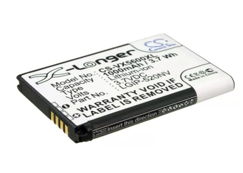 Verizon LGIP-520NV-2 helyettesítő mobiltelefon akkumulátor (Li-ion, 3.7V, 1000mAh) - Utángyártott