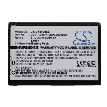   Verizon LGIP-520NV-2 helyettesítő mobiltelefon akkumulátor (Li-ion, 3.7V, 800mAh) - Utángyártott
