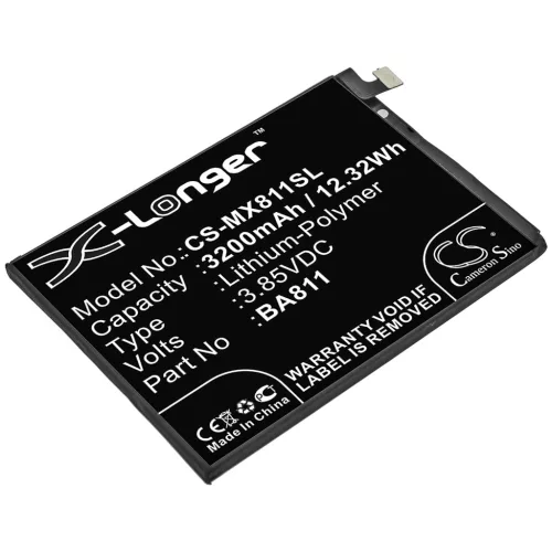 Meizu BA811 helyettesítő mobiltelefon akkumulátor (Li-Polymer, 3.85V, 3200mAh / 12.32Wh) - Utángyártott