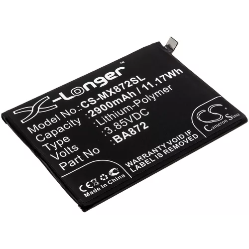 Meilan BA872 helyettesítő mobiltelefon akkumulátor (Li-Polymer, 3.85V, 2900mAh / 11.17Wh) - Utángyártott