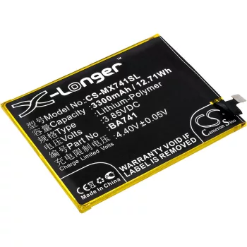   Meizu BA741 helyettesítő mobiltelefon akkumulátor (Li-Polymer, 3.85V, 3300mAh / 12.71Wh) - Utángyártott