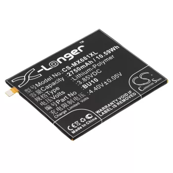   Meizu BU10 helyettesítő mobiltelefon akkumulátor (Li-Polymer, 3.85V, 2750mAh / 10.59Wh) - Utángyártott