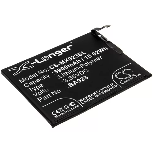 Meizu BA923 helyettesítő mobiltelefon akkumulátor (Li-Polymer, 3.85V, 3900mAh / 15.02Wh) - Utángyártott