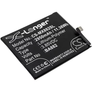   Meizu BA882 helyettesítő mobiltelefon akkumulátor (Li-Polymer, 3.85V, 2950mAh / 11.36Wh) - Utángyártott