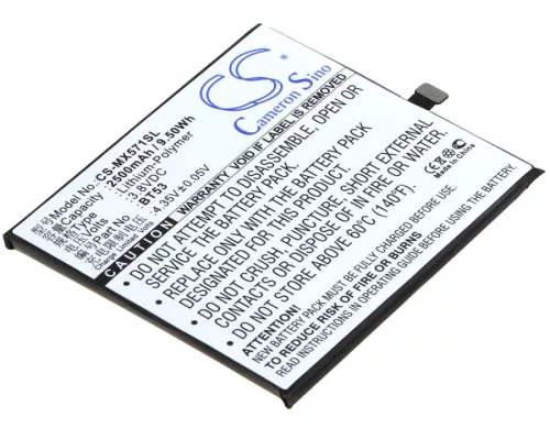 MeiZu BT53 helyettesítő mobiltelefon akkumulátor (Li-Polymer, 3.8V, 2500mAh / 9.50Wh) - Utángyártott