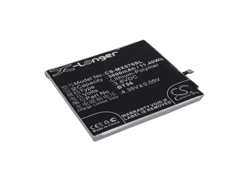 MeiZu BT56 helyettesítő mobiltelefon akkumulátor (Li-Polymer, 3.8V, 3000mAh / 11.40Wh) - Utángyártott