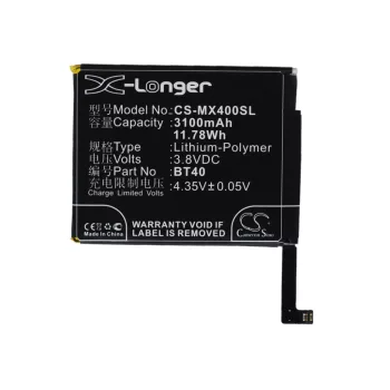   MeiZu BT40 helyettesítő mobiltelefon akkumulátor (Li-Polymer, 3.8V, 3100mAh / 11.78Wh) - Utángyártott