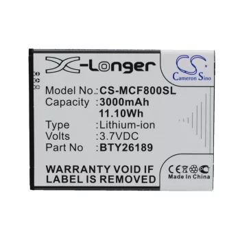   Mobistel BTY26189Mobistel/STD helyettesítő mobiltelefon akkumulátor (Li-ion, 3.7V, 3000mAh / 11.10Wh) - Utángyártott